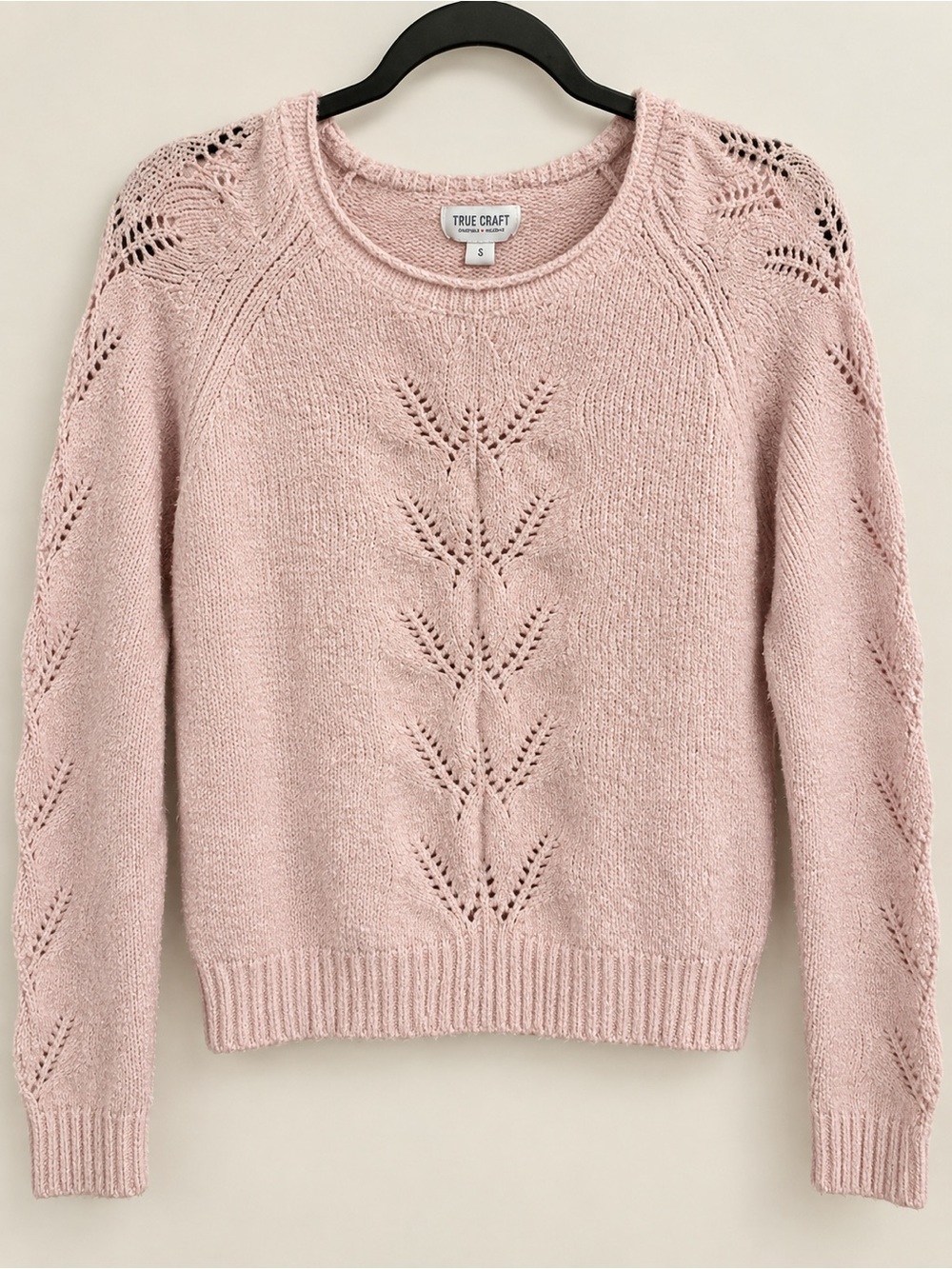 True Craft Blush Pink Pointelle Knit Sweater Small NWT